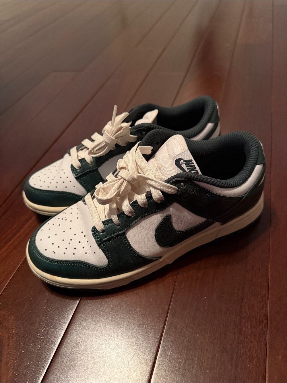 Nike Dunk Sneakers in White and Dark Green